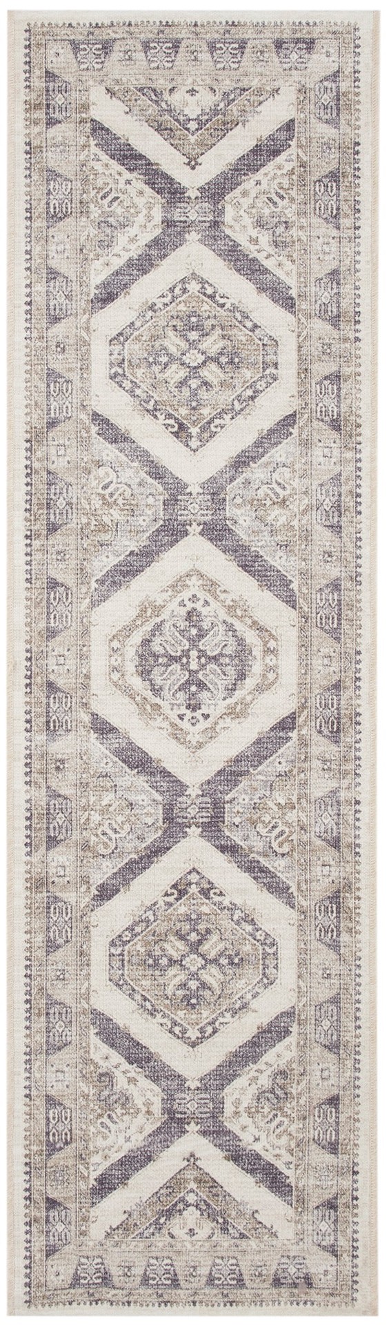 slide 2 of 6, allen + roth 2 x 7 (ft) Loomed Neutral Gray Rectangular Indoor Distressed/Overdyed Machine washable Runner rug, 1 ct