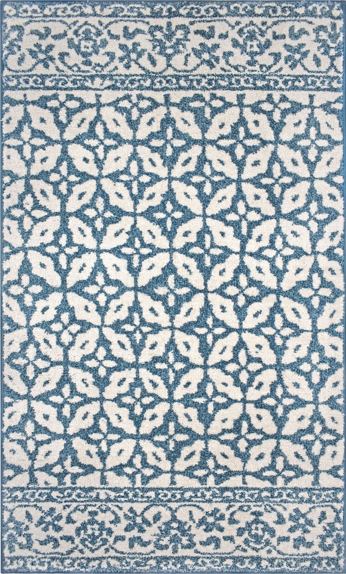 slide 2 of 6, allen + roth 2 x 4 (ft) Loomed Blue Rectangular Indoor Floral/Botanical Machine washable Throw rug 3, 1 ct
