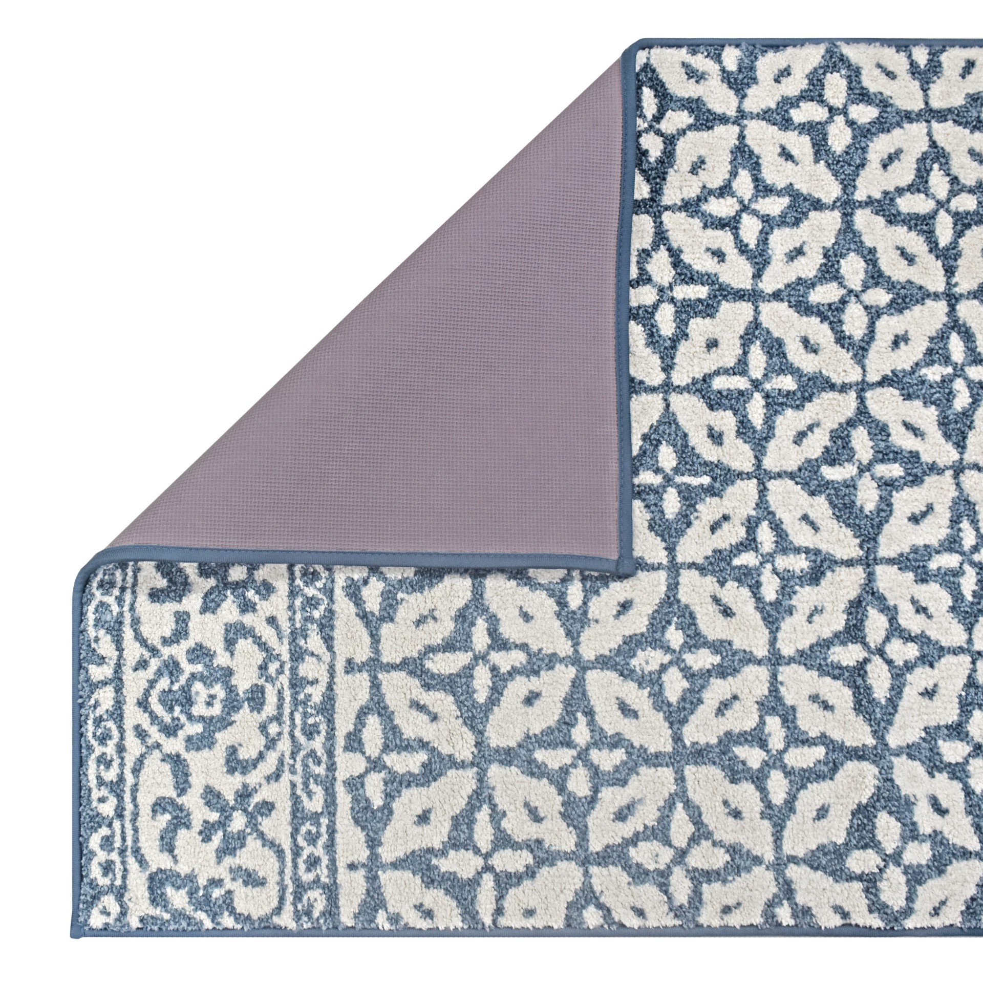 slide 3 of 6, allen + roth 2 x 4 (ft) Loomed Blue Rectangular Indoor Floral/Botanical Machine washable Throw rug 3, 1 ct
