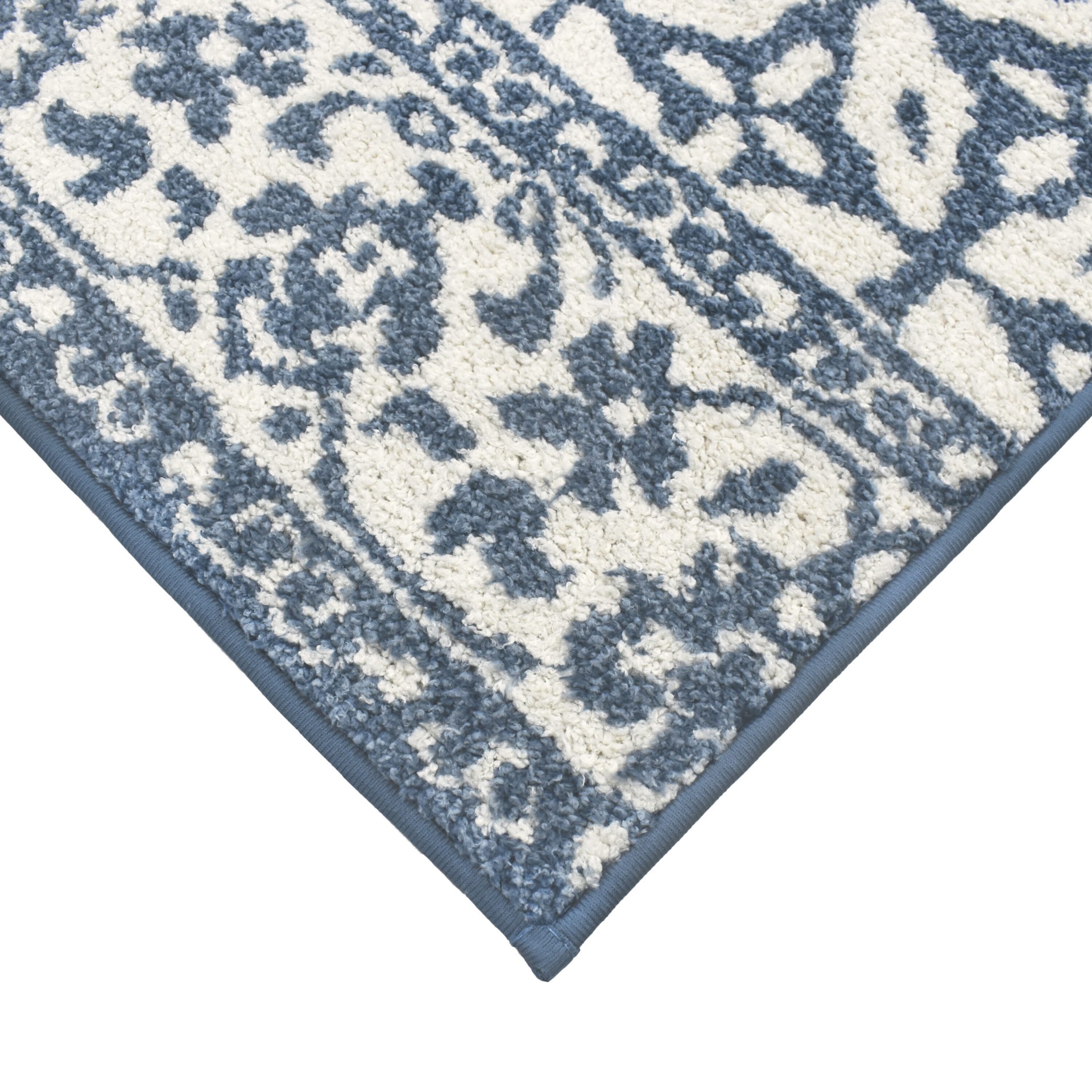 slide 4 of 6, allen + roth 2 x 4 (ft) Loomed Blue Rectangular Indoor Floral/Botanical Machine washable Throw rug 3, 1 ct