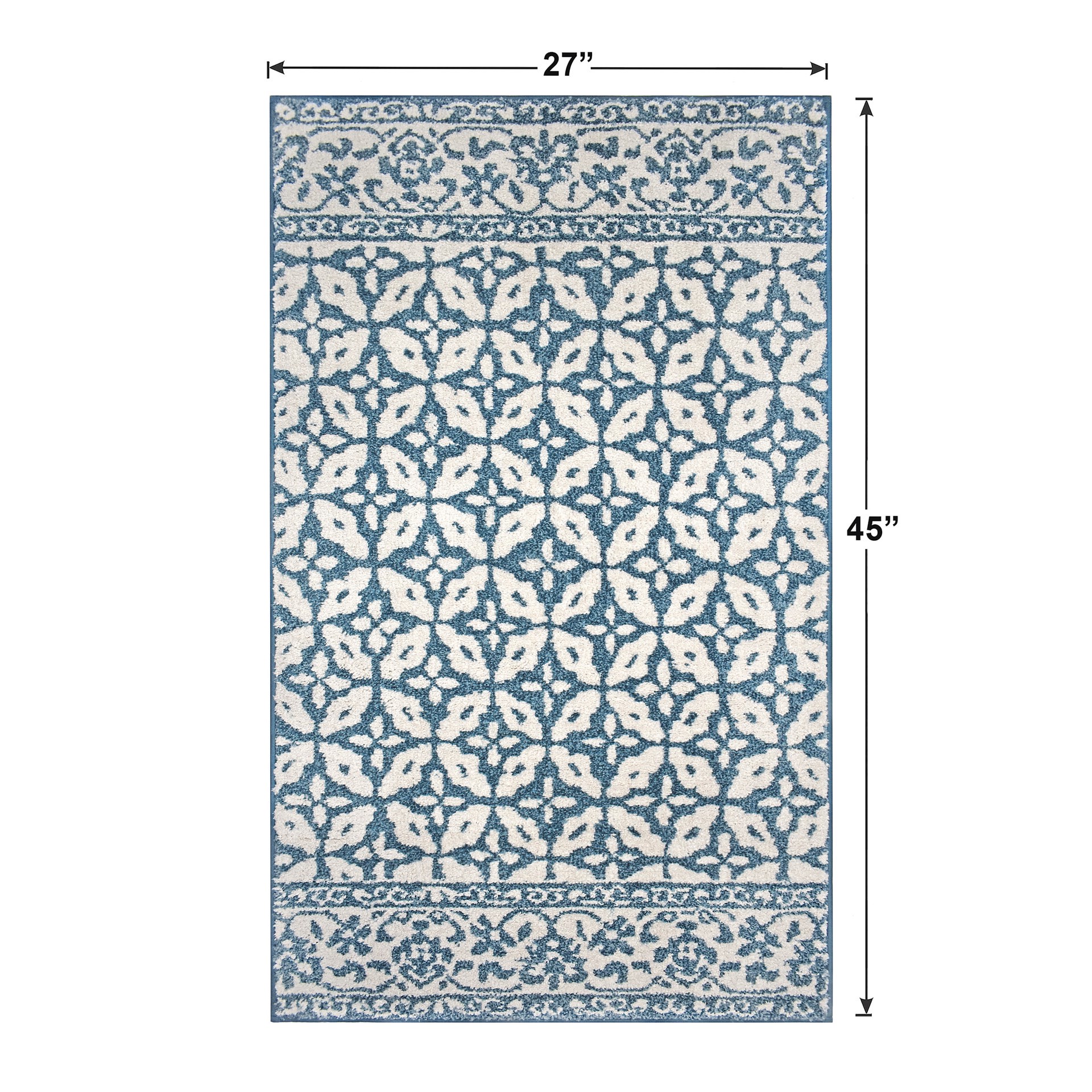 slide 6 of 6, allen + roth 2 x 4 (ft) Loomed Blue Rectangular Indoor Floral/Botanical Machine washable Throw rug 3, 1 ct