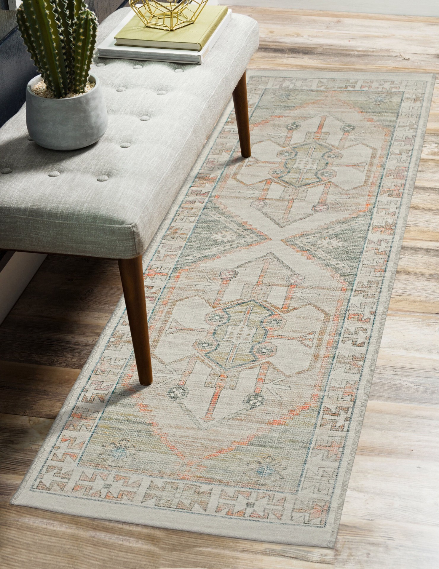 slide 1 of 6, allen + roth 2 x 7 (ft) Loomed Hillside Rectangular Indoor Distressed/Overdyed Machine washable Runner rug, 1 ct