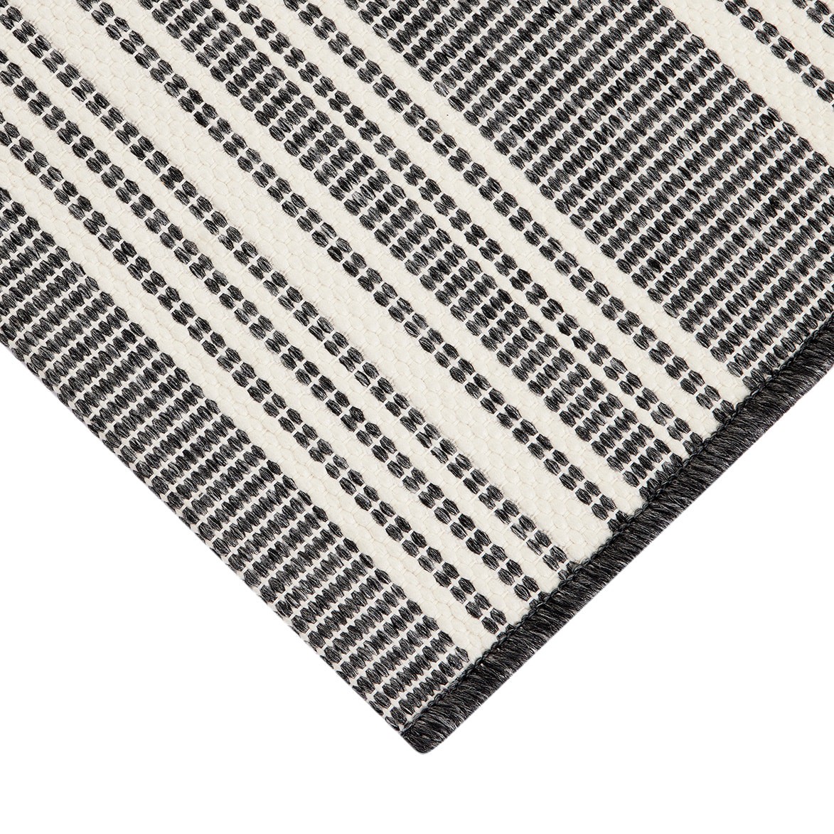 slide 4 of 6, Origin 21 2 x 7 (ft) Loomed Polypropylene Charcoal Ivory Rectangular Indoor Stripe Machine washable Runner rug, 1 ct