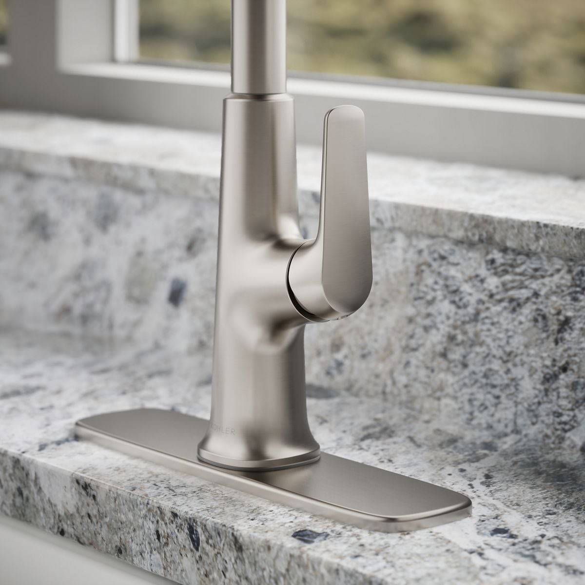 slide 6 of 6, KOHLER Volt Vibrant Stainless Single Handle Deck-mount Pull-down Kitchen Faucet with Sprayer (Includes Deck Plate) (Includes Soap Dispenser), 1 ct