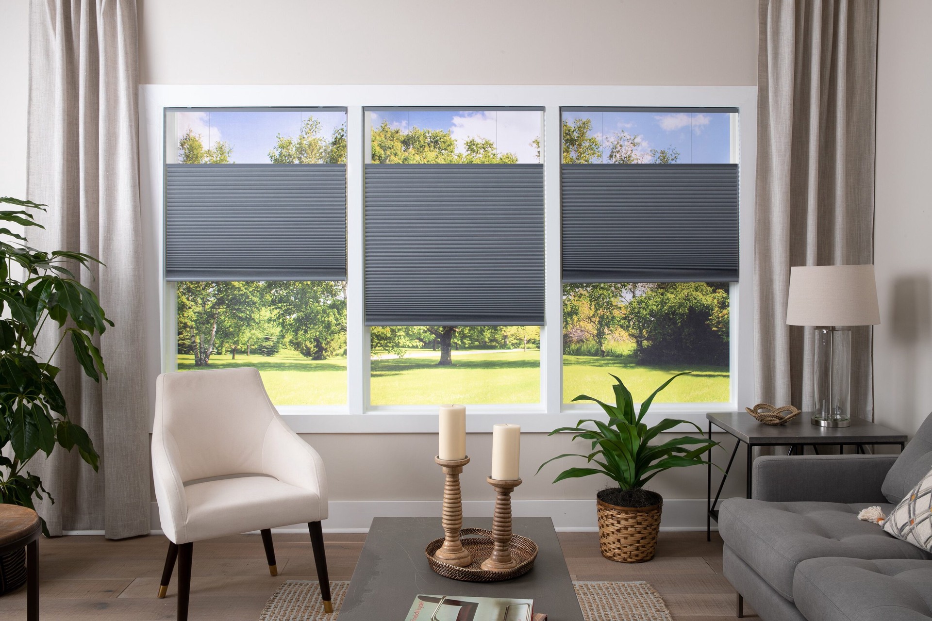 slide 6 of 6, allen + roth 52-in x 72-in Gray Room Darkening Blackout Cordless Top-Down/Bottom-Up Cellular Shade, 1 ct