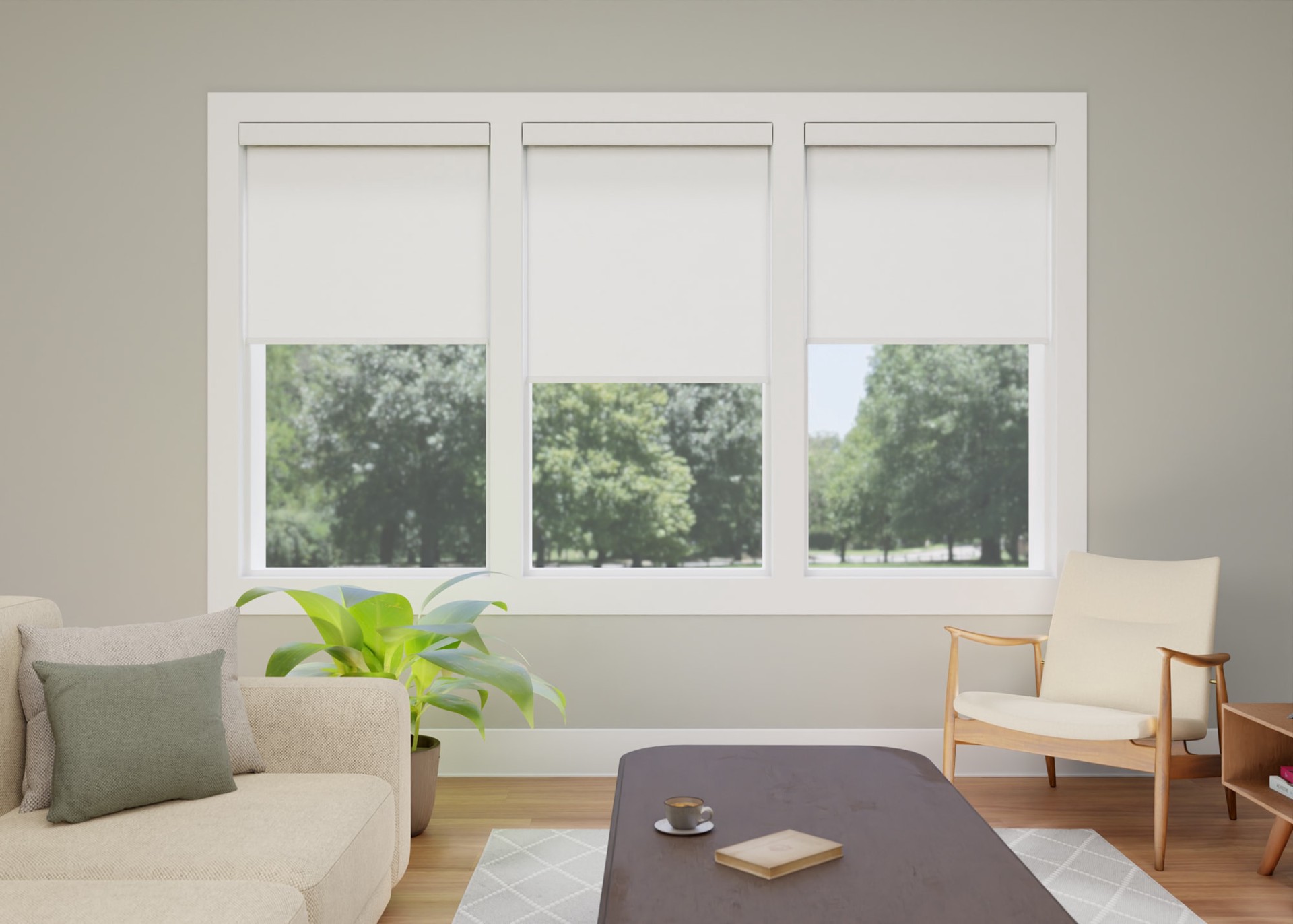 slide 6 of 6, allen + roth 47-in x 72-in White Room Darkening Cordless Roller Shade, 1 ct