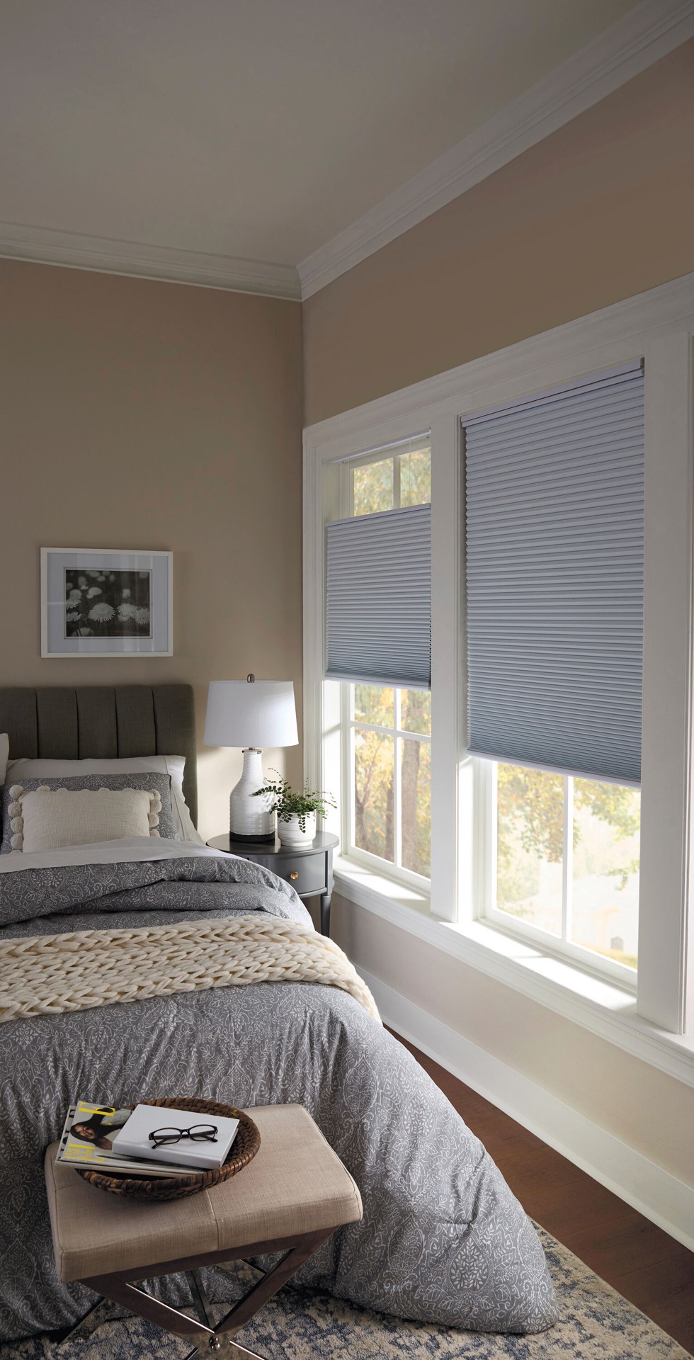 slide 2 of 6, allen + roth 34-in x 72-in White Room Darkening Blackout Cordless Top-Down/Bottom-Up Cellular Shade, 1 ct