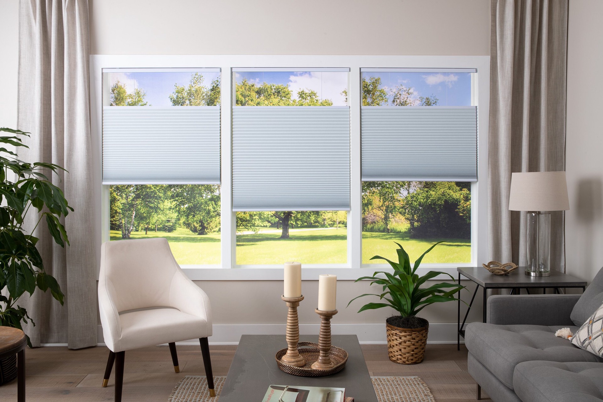 slide 4 of 6, allen + roth 34-in x 72-in White Room Darkening Blackout Cordless Top-Down/Bottom-Up Cellular Shade, 1 ct