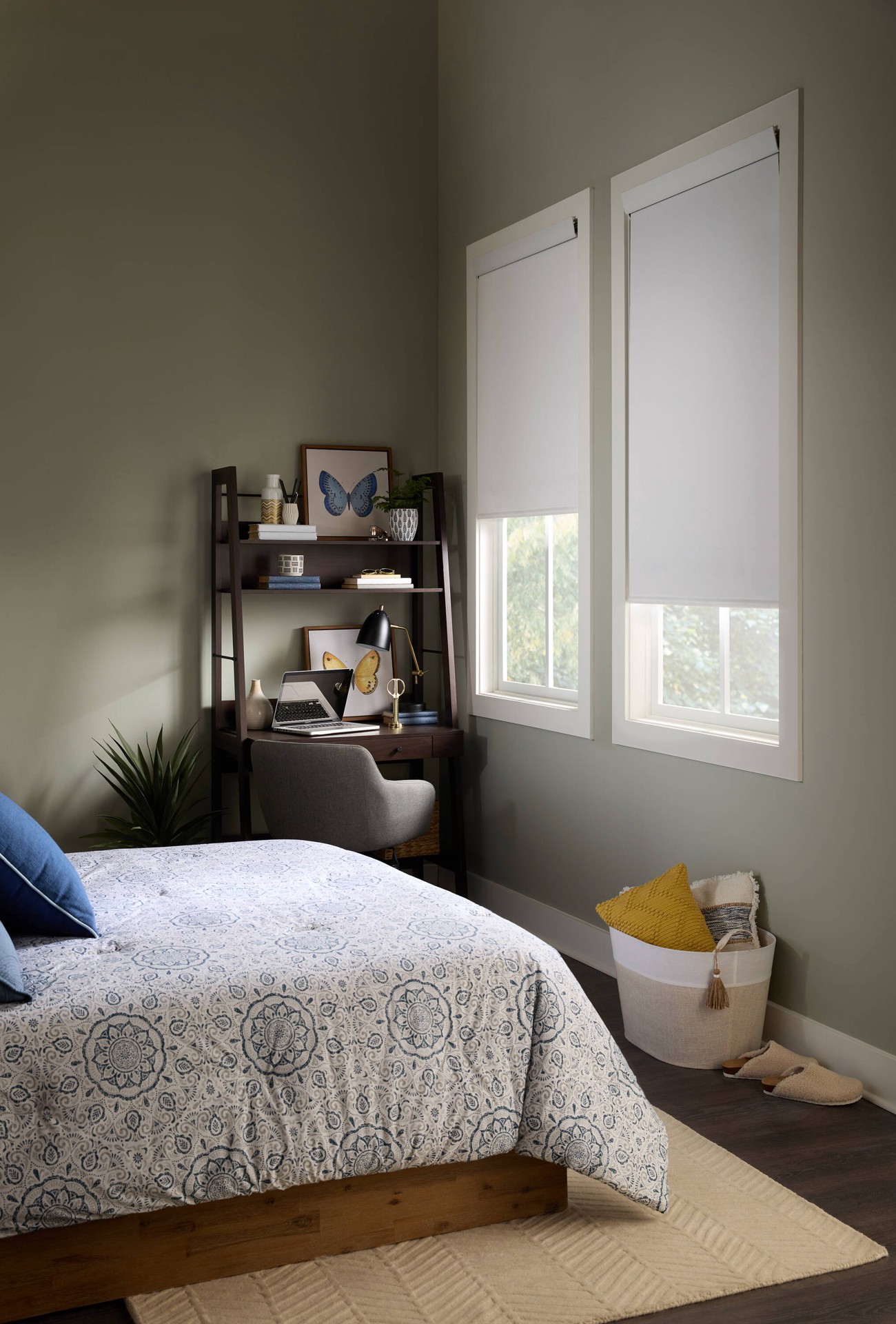 slide 2 of 6, allen + roth 46-in x 72-in White Room Darkening Cordless Roller Shade, 1 ct