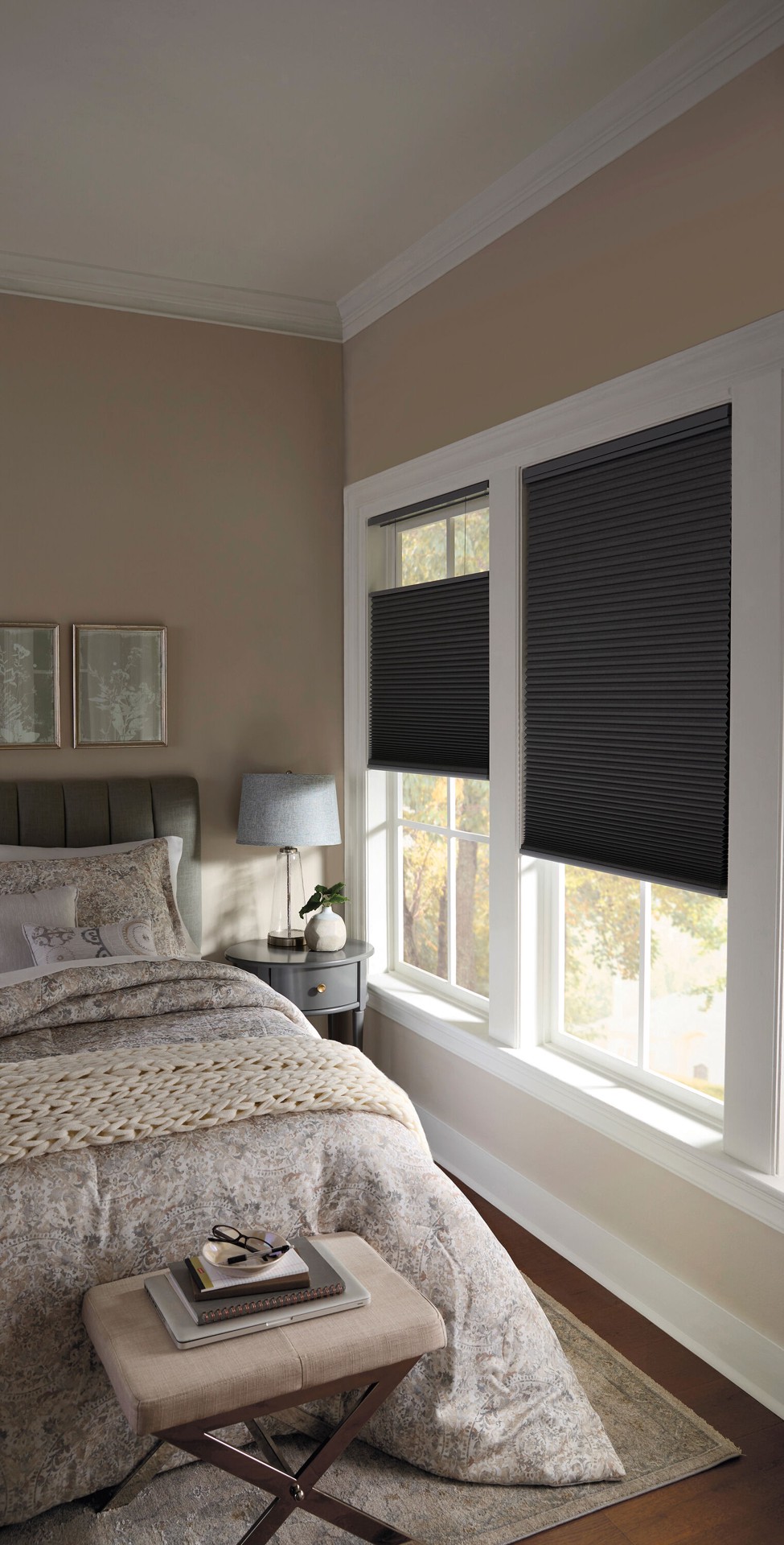 slide 2 of 6, allen + roth 58-in x 72-in Gray Room Darkening Blackout Cordless Top-Down/Bottom-Up Cellular Shade, 1 ct