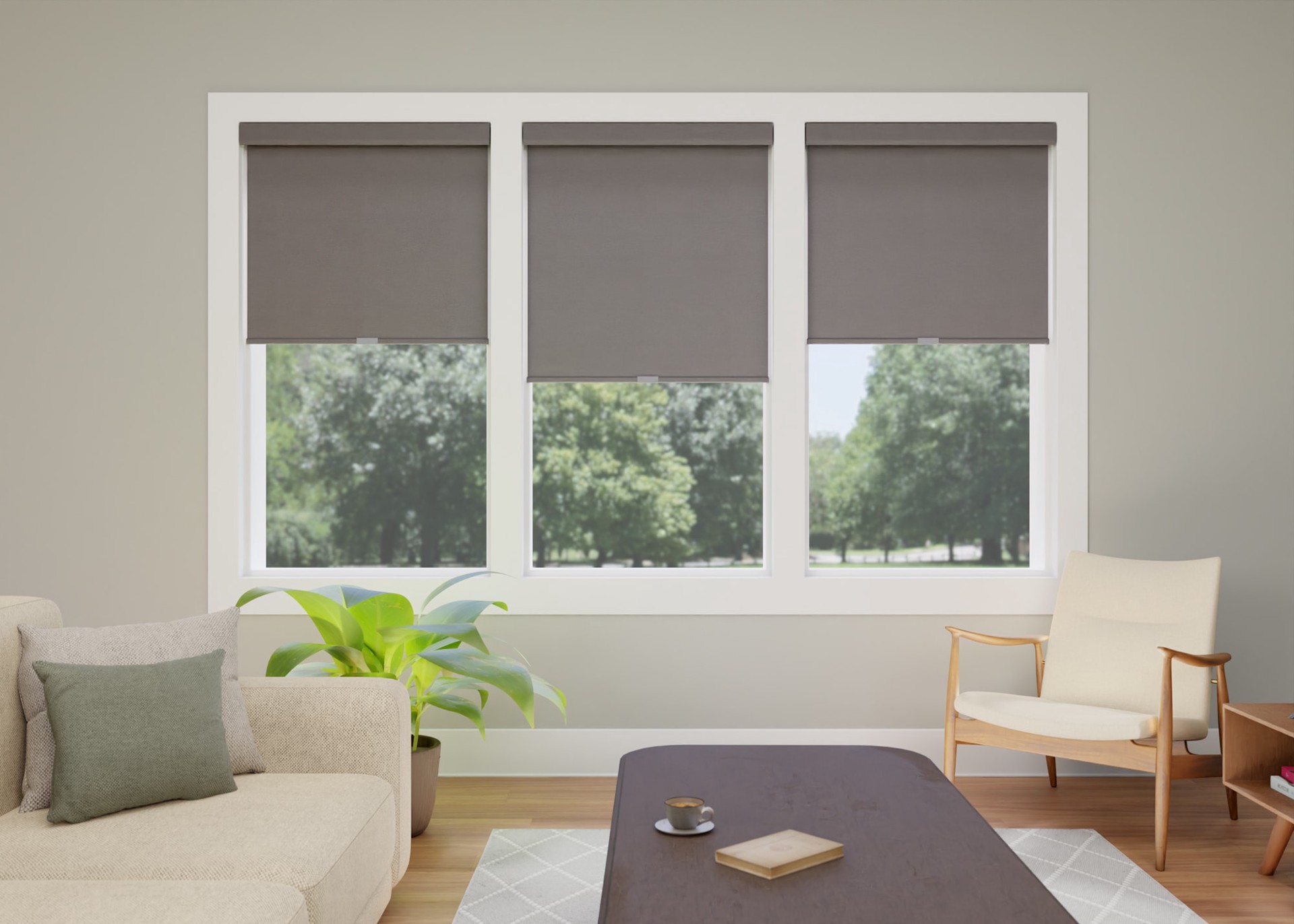 slide 6 of 6, allen + roth 58-in x 72-in Gray Room Darkening Cordless Roller Shade, 1 ct