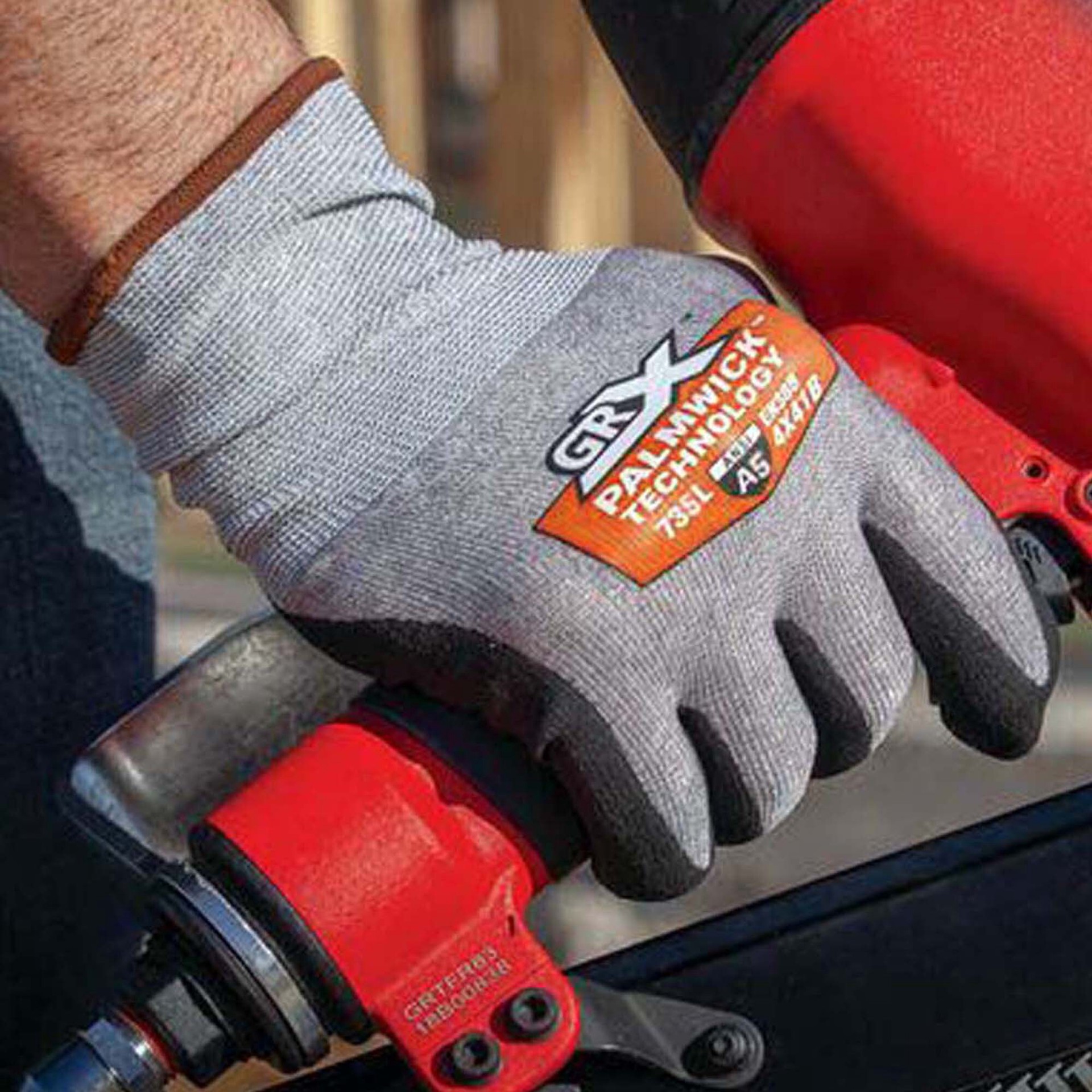 slide 3 of 3, GRX X-large Gray Nitrile dipped Nitrile 1 -Pairs, 1 ct