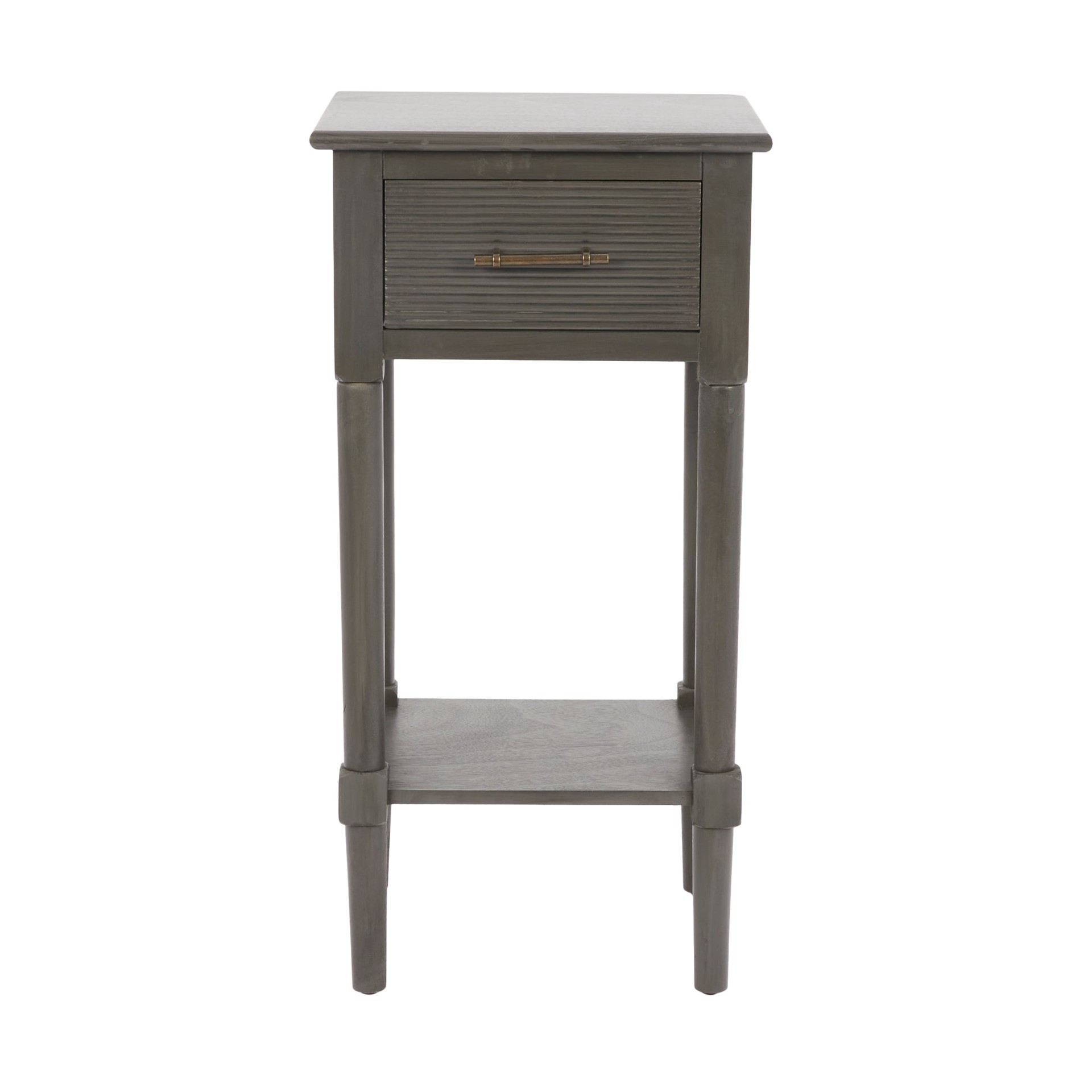 slide 1 of 6, allen + roth 14-in W x 28-in H Gunmetal Wood Midcentury End Table Assembly Required, 1 ct