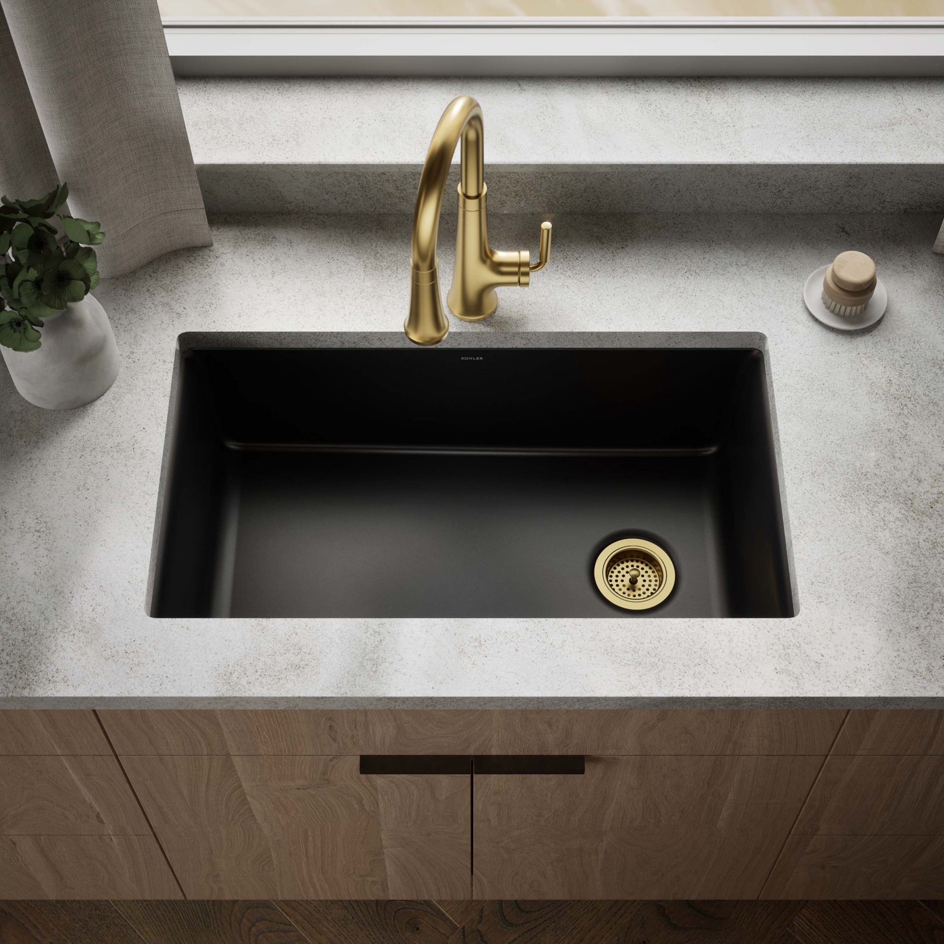 slide 3 of 6, KOHLER Ealing Drop-in or undermount 33-in x 22-in Composite Single bowl Kitchen Sink, 1 ct