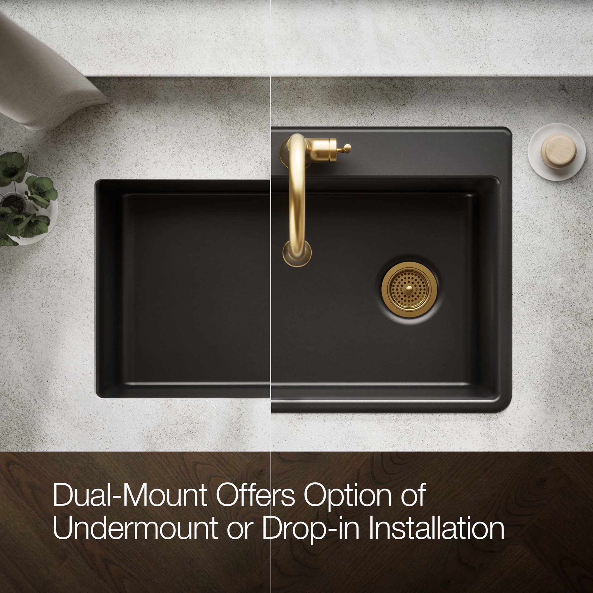 slide 6 of 6, KOHLER Ealing Drop-in or undermount 33-in x 22-in Composite Single bowl Kitchen Sink, 1 ct
