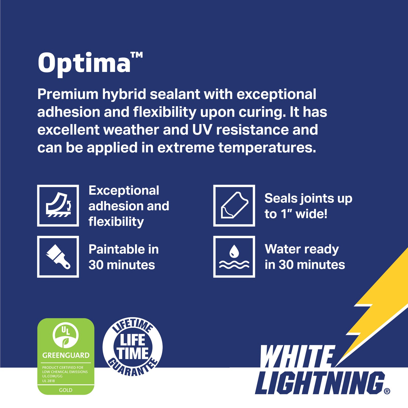 slide 2 of 6, White Lightning Optima 9-oz Exterior and Specialty White Paintable Advanced Sealant Caulk, 1 ct