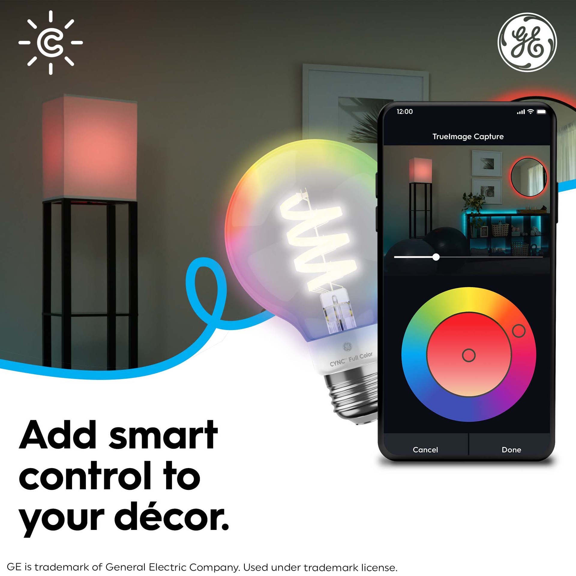 slide 3 of 6, GE Cync 60 -Watt EQ G25 Full spectrum Dimmable Smart LED Decorative Light Bulb, 1 ct
