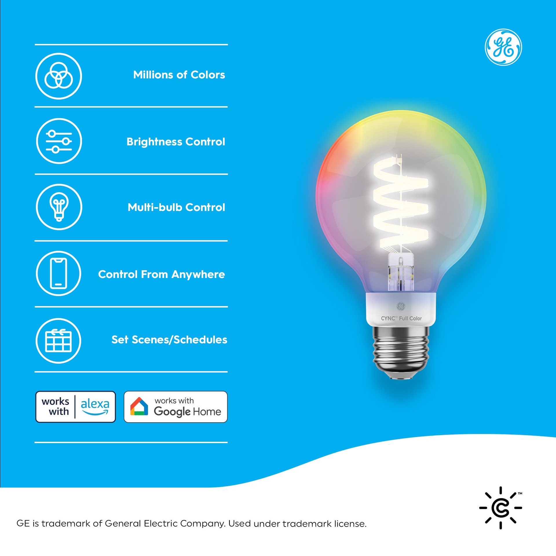 slide 4 of 6, GE Cync 60 -Watt EQ G25 Full spectrum Dimmable Smart LED Decorative Light Bulb, 1 ct