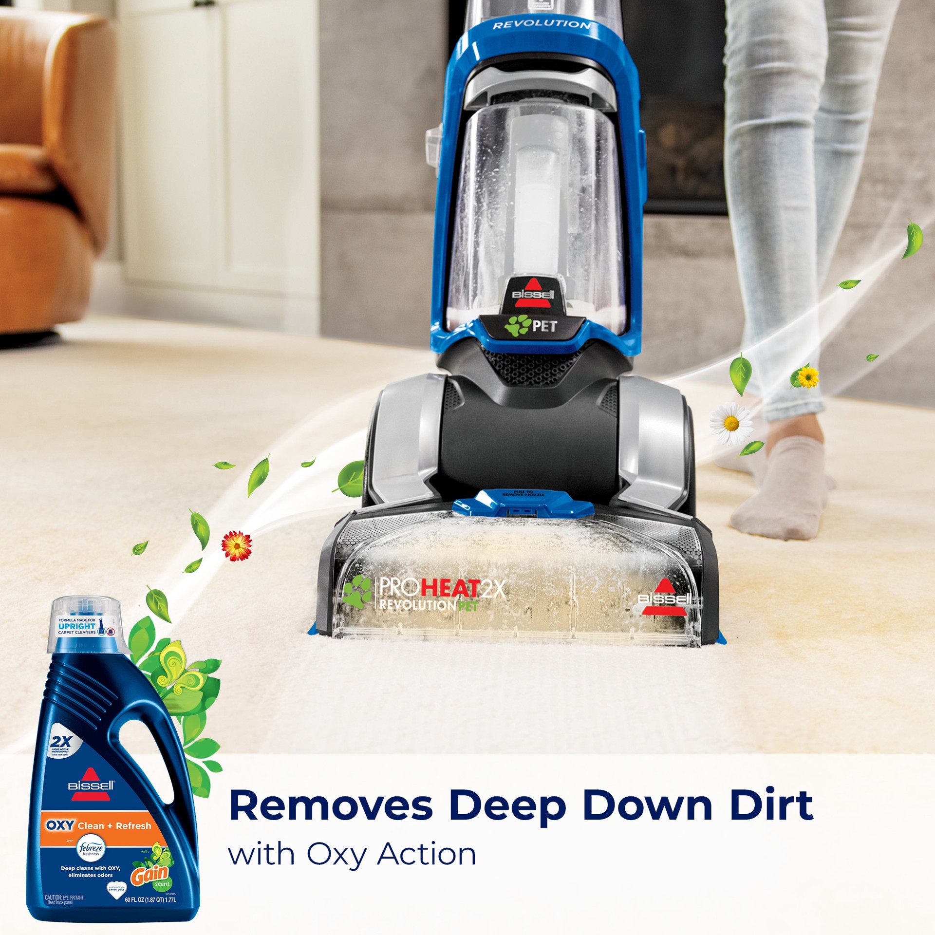 slide 3 of 6, BISSELL Febreze with Gain Scent Oxy Formula 60 -oz Concentrated Steam Cleaner Chemical Solution, 1 ct