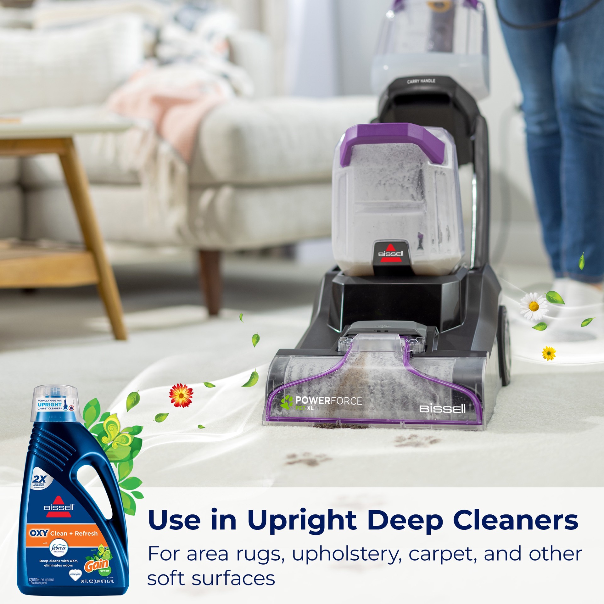slide 6 of 6, BISSELL Febreze with Gain Scent Oxy Formula 60 -oz Concentrated Steam Cleaner Chemical Solution, 1 ct