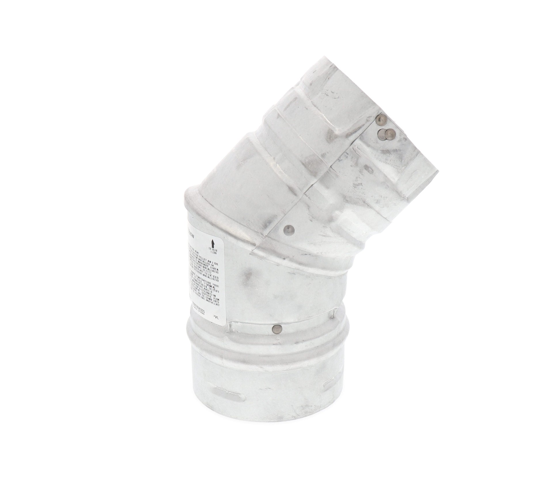 slide 5 of 5, DuraVent Stainless Steel/Silver Pellet vent 45-degree elbow, 1 ct