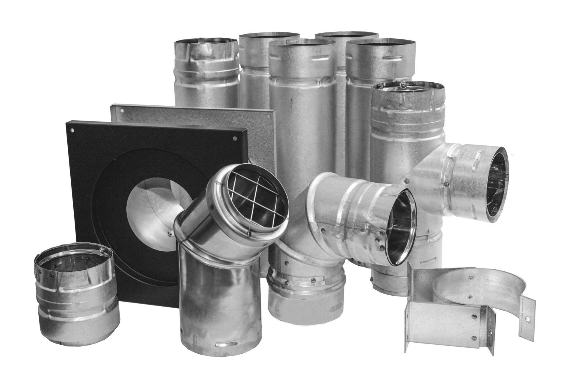 slide 1 of 2, DuraVent Black and Silver 4-in pellet vent kit, 1 ct