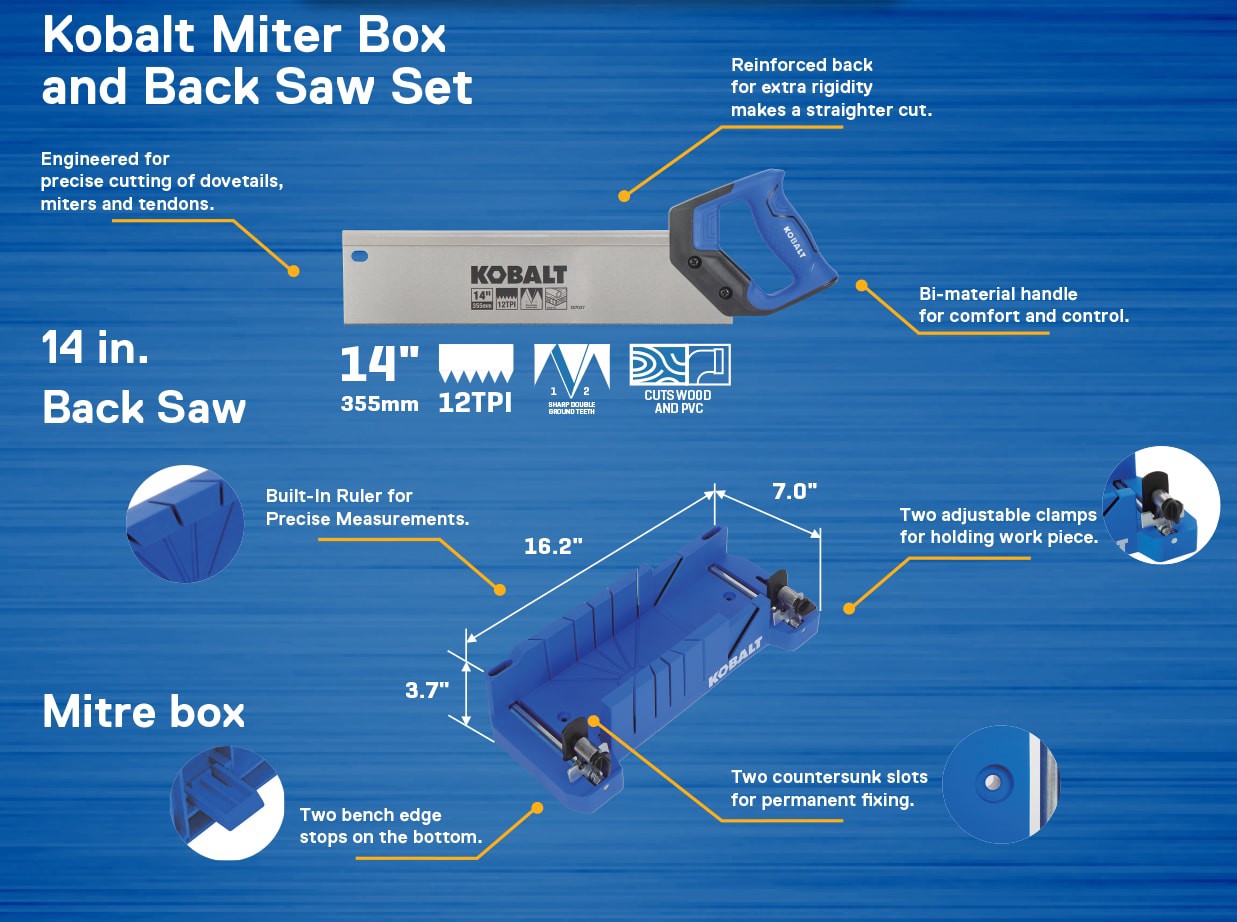 slide 2 of 6, Kobalt Miter Box included 14-in Fine finish cut Back Saw, 1 ct