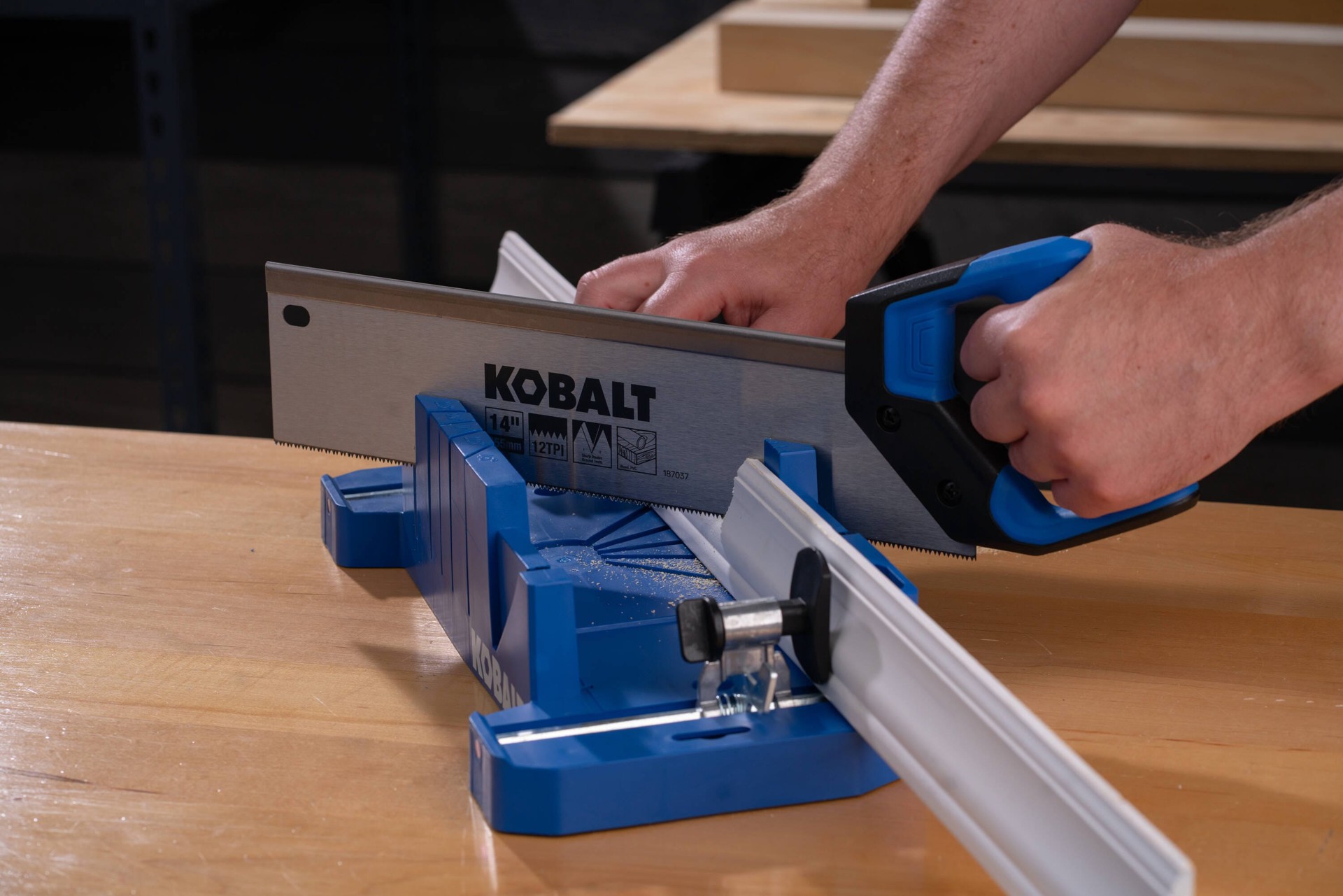 slide 6 of 6, Kobalt Miter Box included 14-in Fine finish cut Back Saw, 1 ct