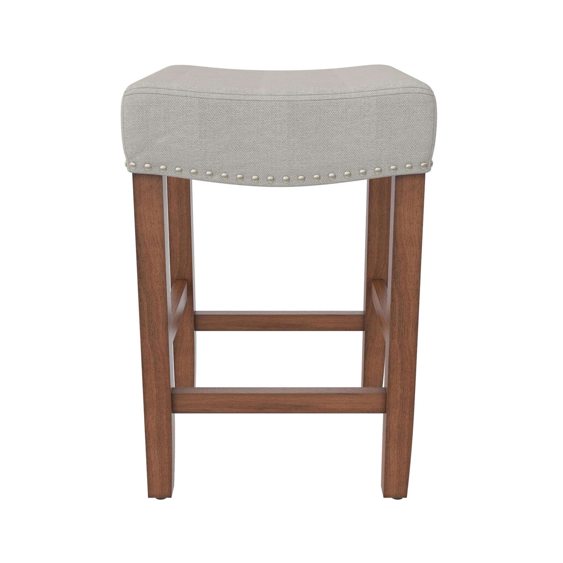slide 4 of 6, allen + roth Beige 24.0-in H Counter height Upholstered Wood Bar Stool, 1 ct