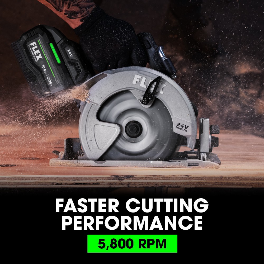 slide 3 of 6, FLEX 24-volt 7-1/4-in Brushless Cordless Circular saw (Battery Not Included and Charger Not Included), 1 ct