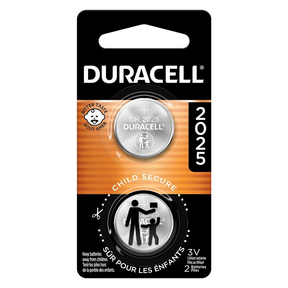 slide 1 of 6, Duracell Lithium Coin with bitter coating 2025 Lithium CR2025 Coin Batteries 2 -Pack, 1 ct