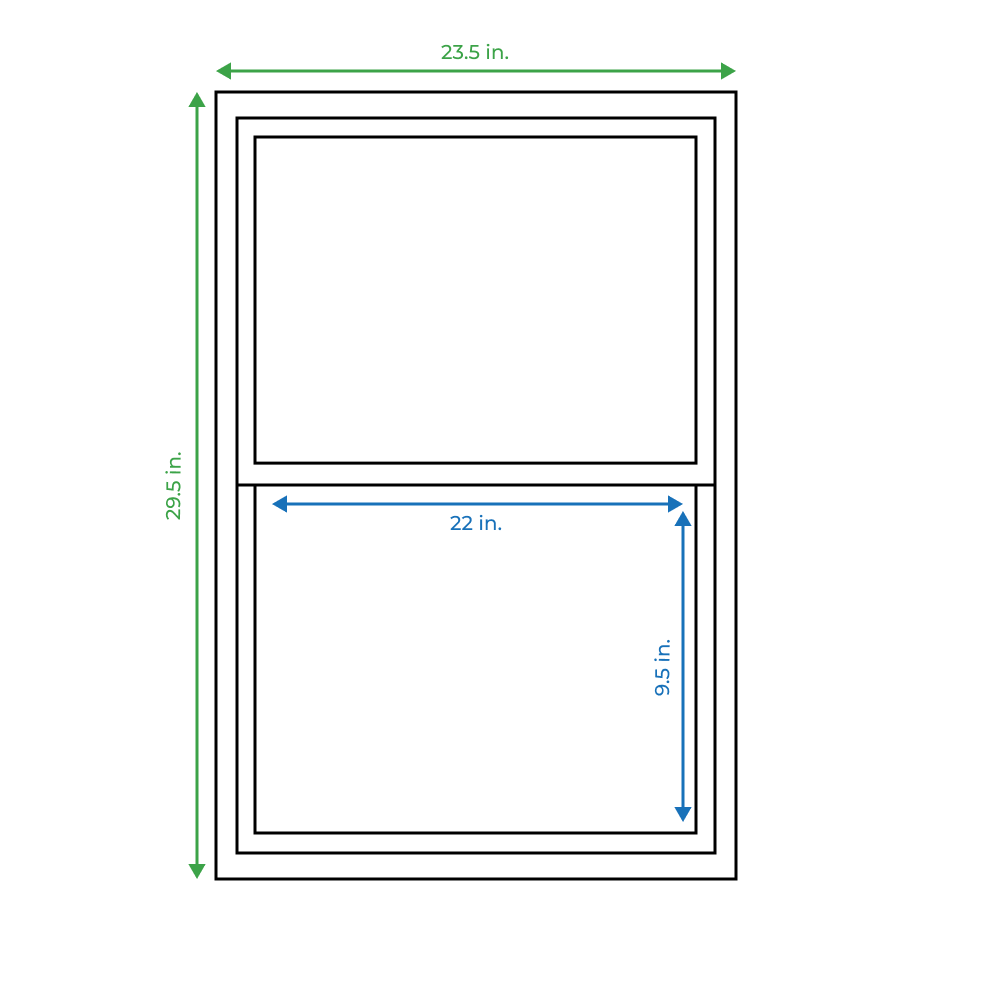 slide 3 of 6, Project Source 20000S Series 23-1/2-in x 29-1/2-in White Exterior Vinyl New Construction Single Hung Window Single Pane Glass (Half Screen Included), 1 ct