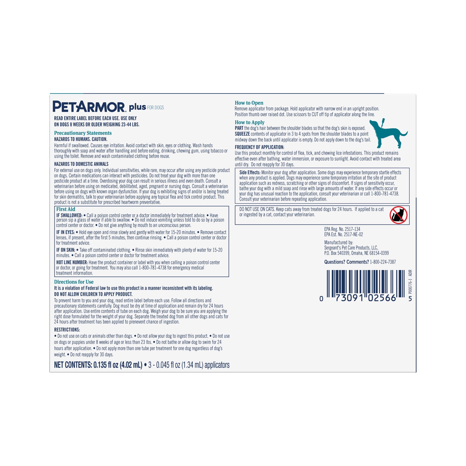 slide 2 of 3, PetArmor Liquid Flea and Tick Treatment (Pet Size: Medium ), 1 ct