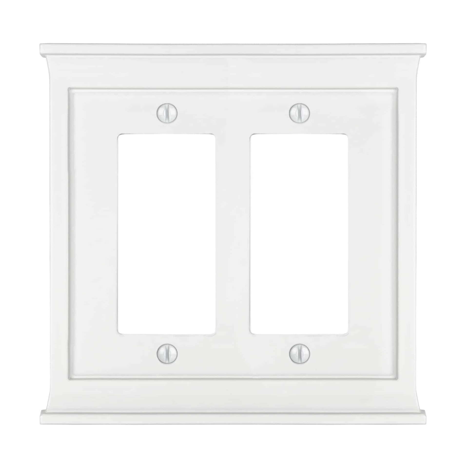 slide 1 of 6, allen + roth Capitol 2 -Gang Standard Size White Composite wood Indoor Decorator Wall Plate, 1 ct