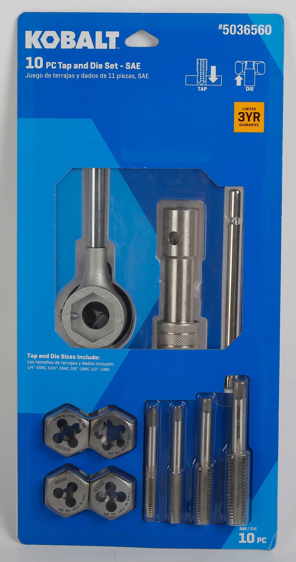 slide 2 of 2, Kobalt 10 -Piece Standard (SAE) Tap and Die Set, 1 ct