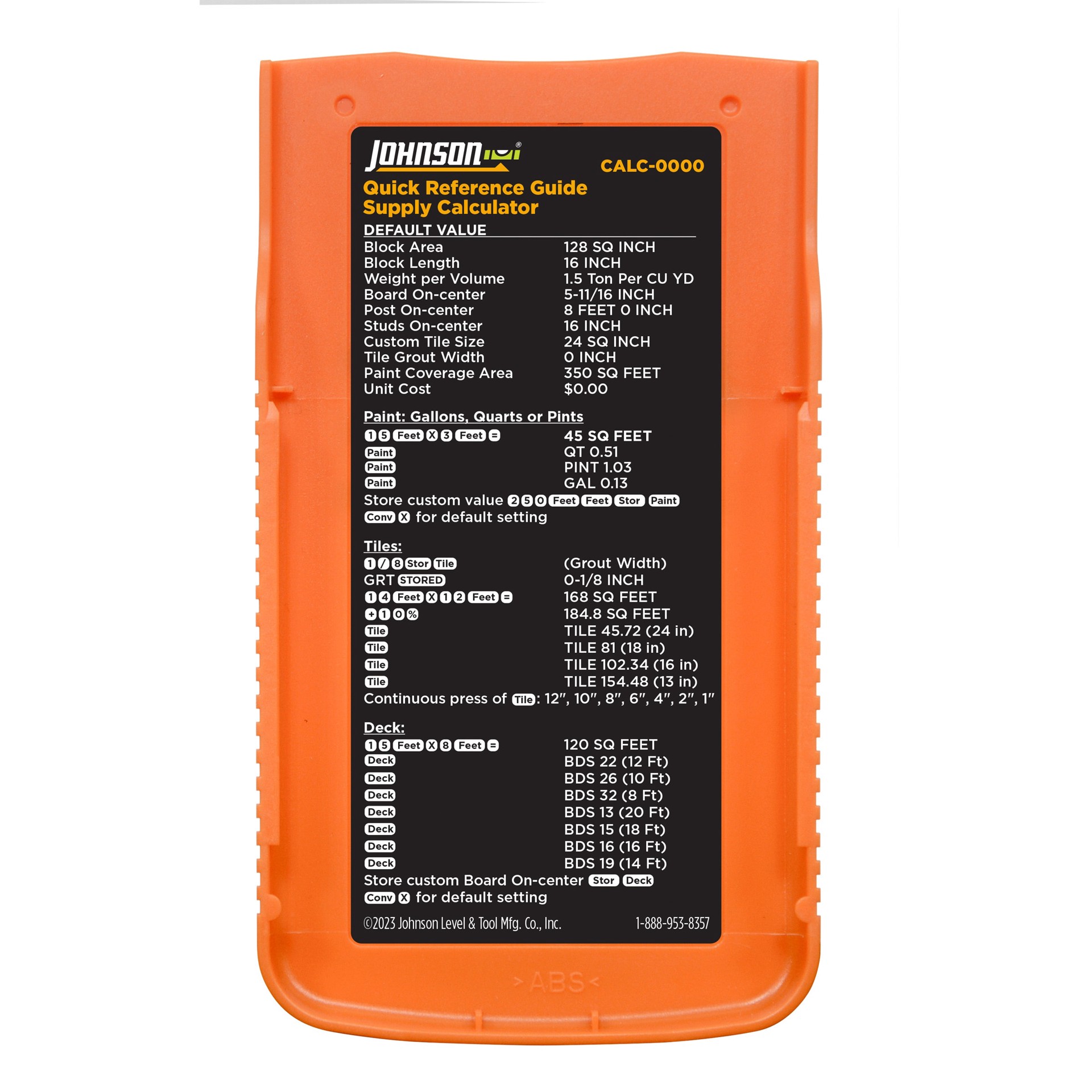 slide 5 of 6, Johnson Level Supply Calculator, 1 ct