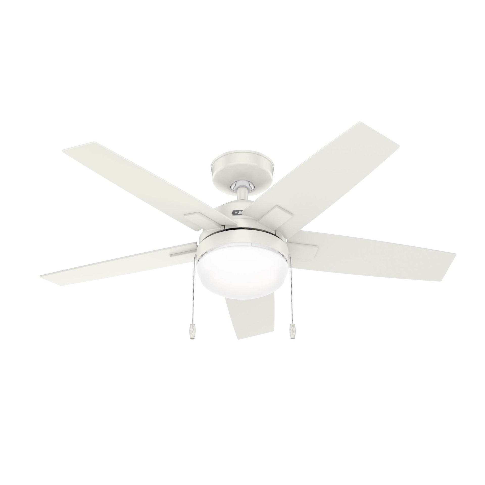 slide 6 of 6, Hunter Khamsin 44-in Fresh White with Fresh White Blades Ceiling Fan With Light 5 -Blade, 1 ct
