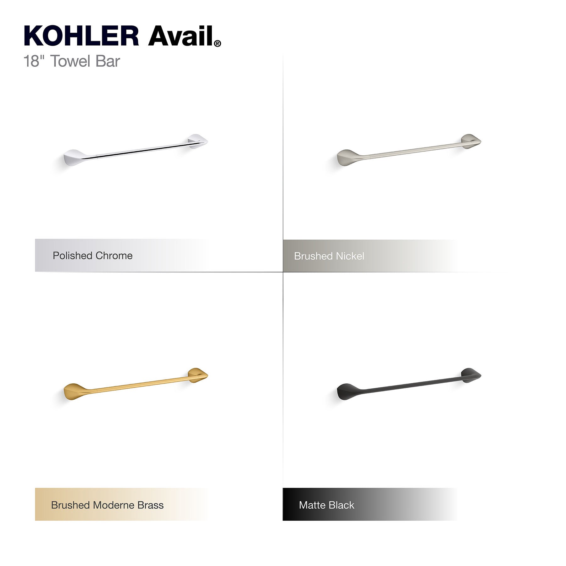 slide 5 of 6, KOHLER Avail 18-in Vibrant Brushed Moderne Brass Wall mount Single Towel Bar, 1 ct