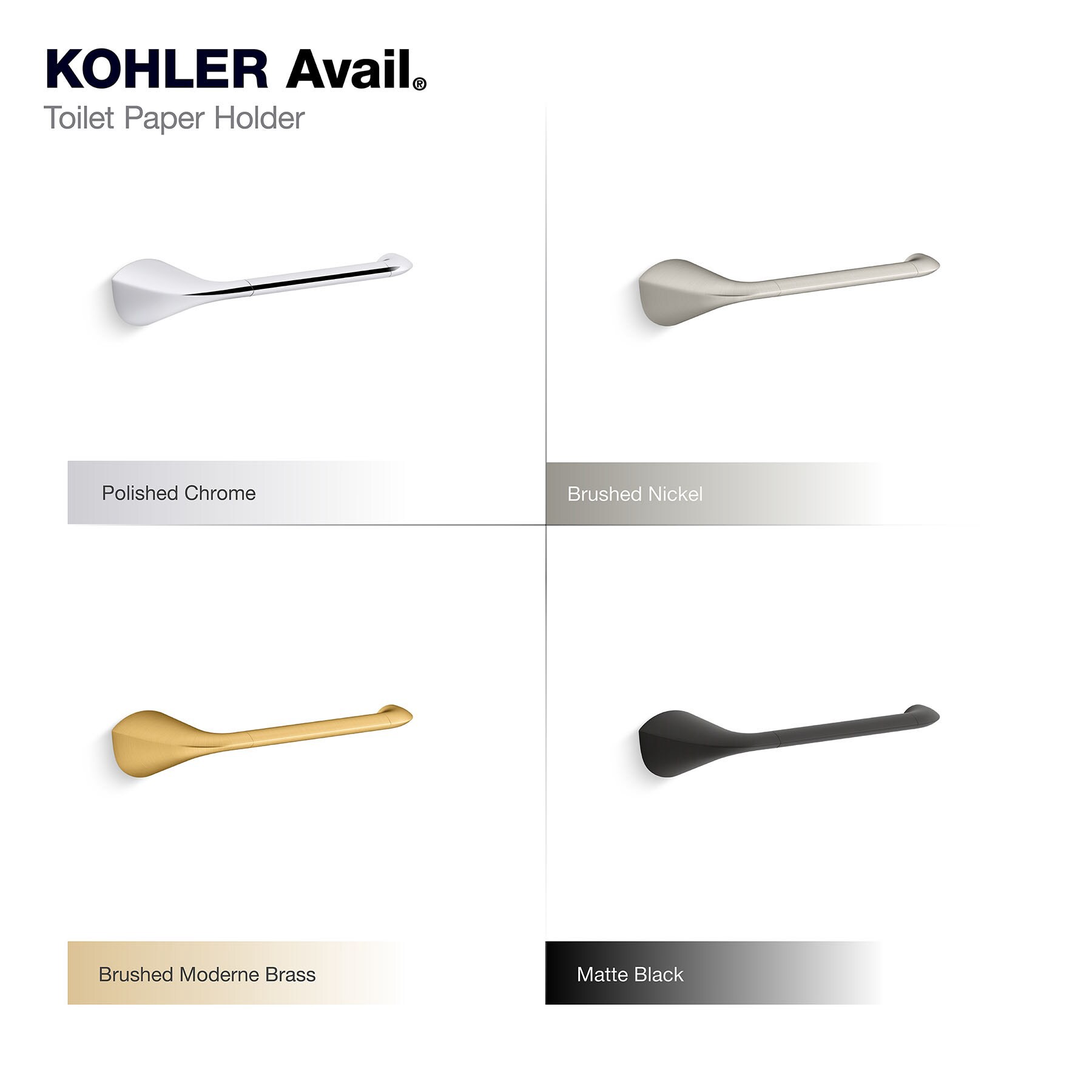 slide 5 of 6, KOHLER Avail Vibrant Brushed Moderne Brass Wall mount Single post Toilet Paper Holder 1 -Rolls, 1 ct