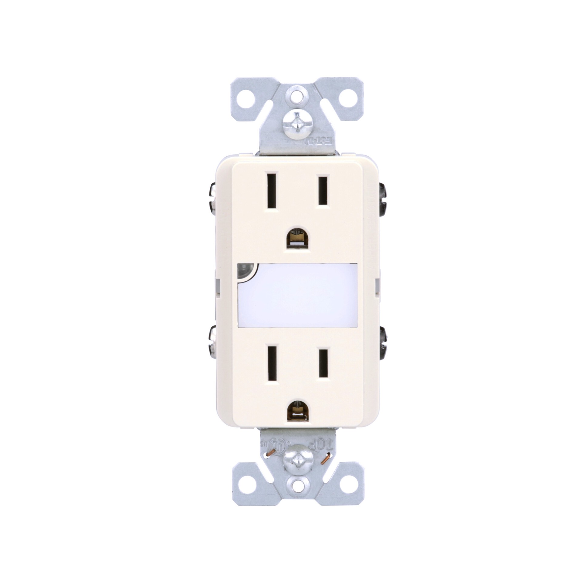 slide 1 of 6, Eaton 15 -Amp 125-volt Tamper Resistant Residential Decorator Outlet with night light , Light Almond, 1 ct