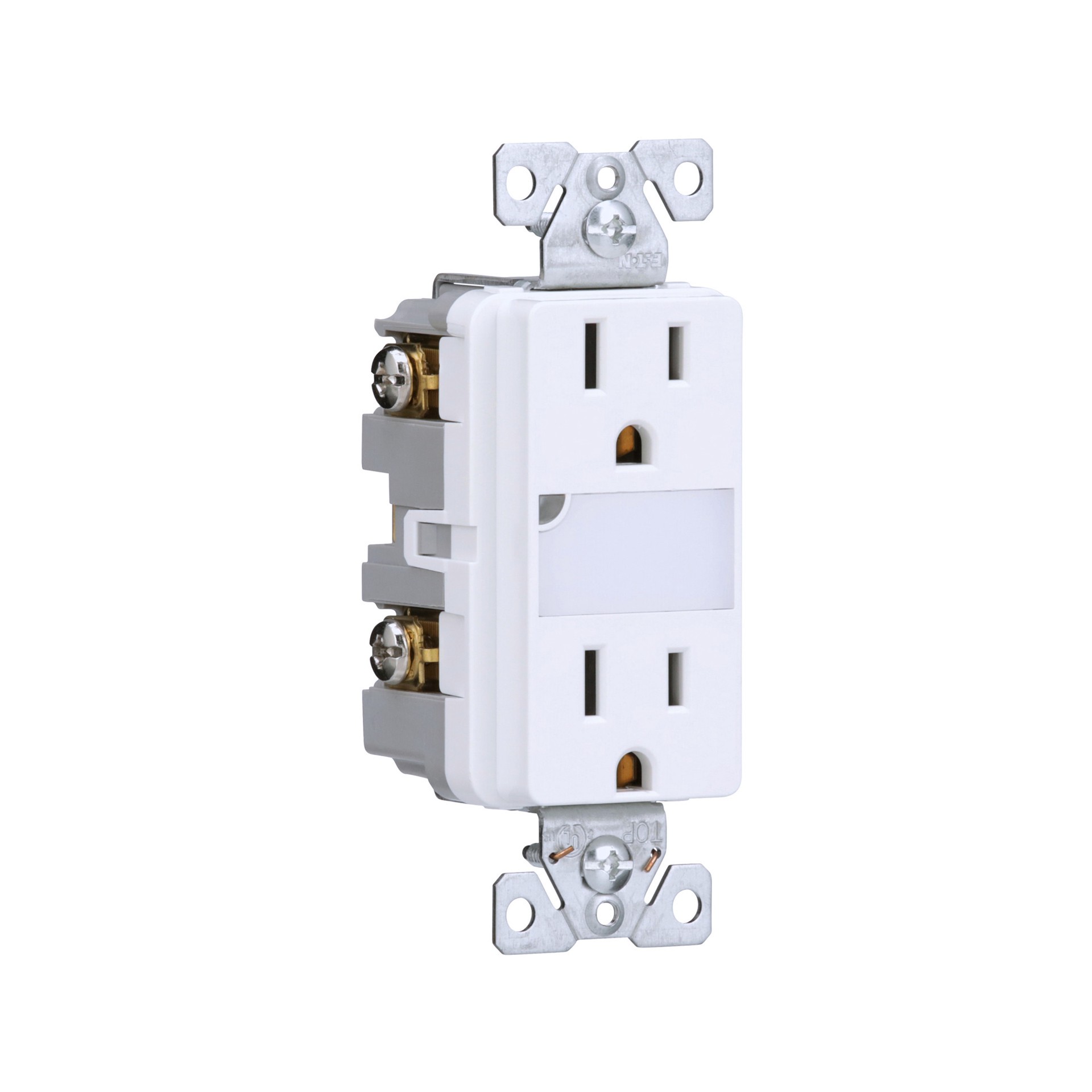 slide 6 of 6, Eaton 15 -Amp 125-volt Tamper Resistant Residential Decorator Outlet with night light , White, 1 ct