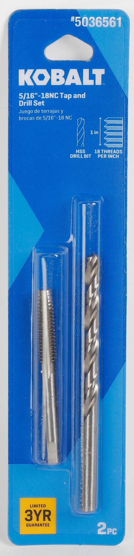 slide 2 of 6, Kobalt 5/16-in-18-in Standard (SAE) Tap and Drill Set 2 -Pack, 1 ct
