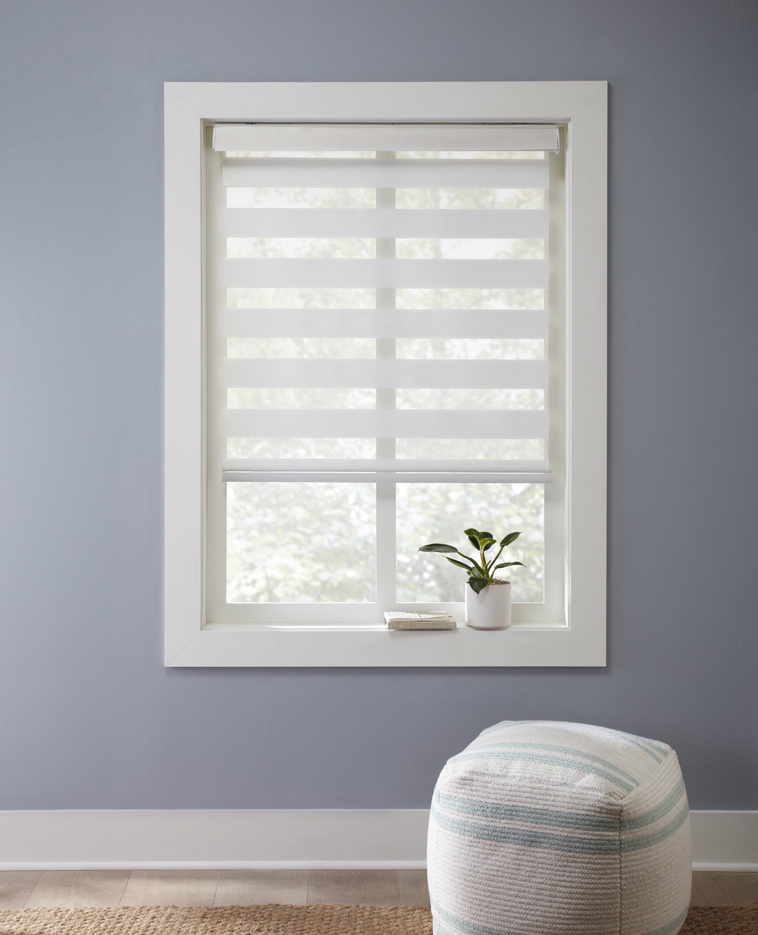 slide 4 of 6, Origin 21 31-in x 64-in White Light Filtering Cordless Zebra Roller Shade, 1 ct