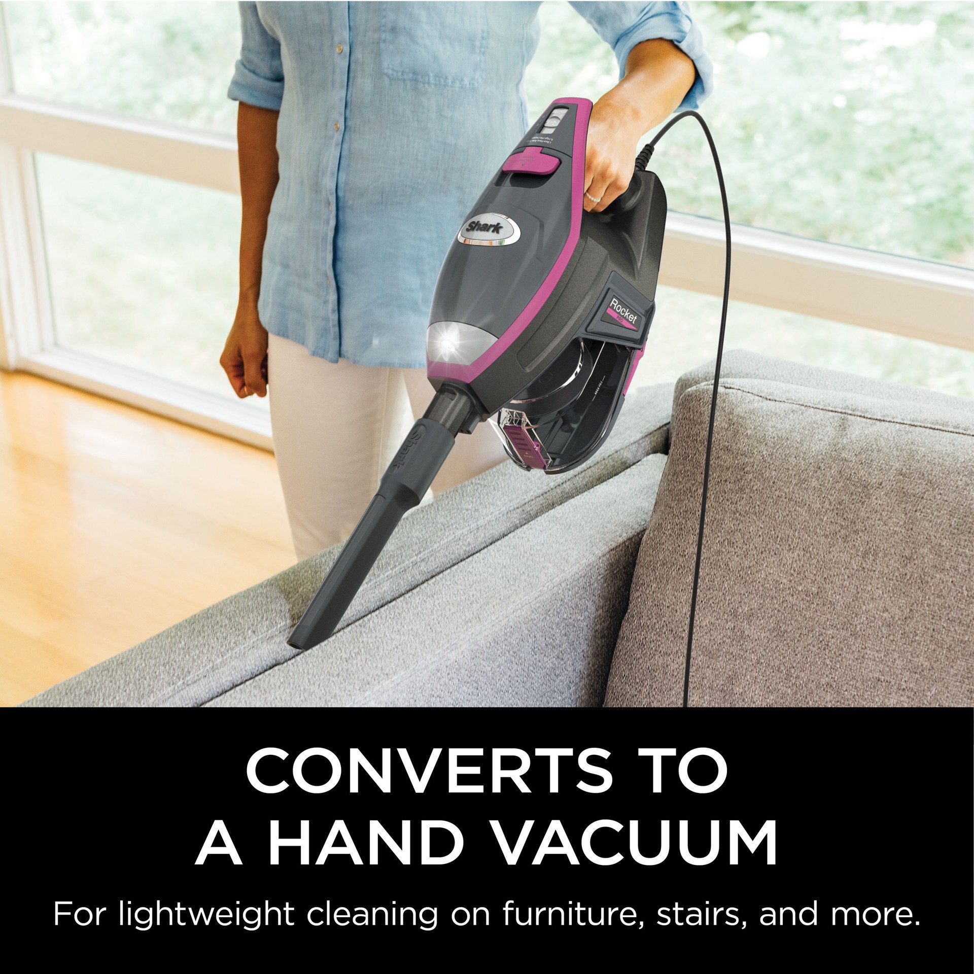 slide 4 of 6, Shark Rocket Pro Corded with Headlights Ultra-Lightweight Pet Stick Vacuum Cleaner (Convertible to Handheld), 1 ct