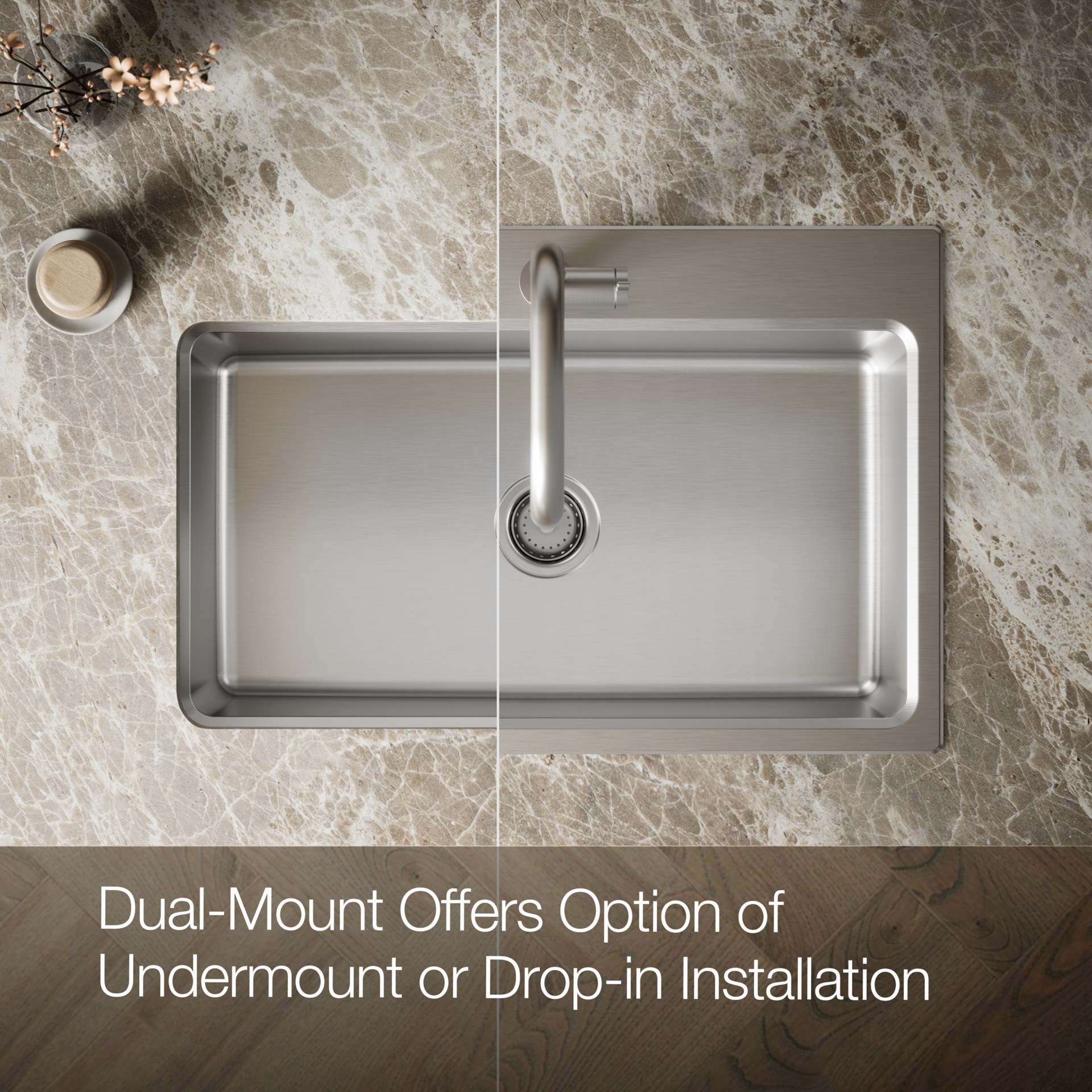 slide 6 of 6, KOHLER Prologue Drop-in or undermount 33-in x 22-in Stainless steel Single bowl 18 -Gauge Kitchen Sink, 1 ct
