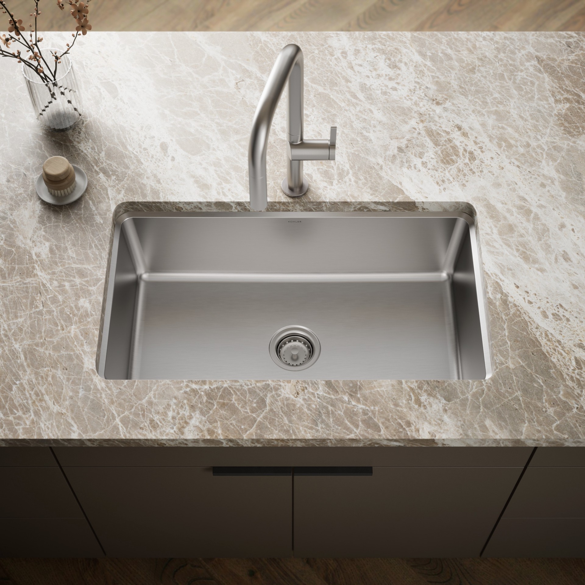 slide 1 of 6, KOHLER Prologue Drop-in or undermount 33-in x 22-in Stainless steel Single bowl 18 -Gauge Kitchen Sink, 1 ct