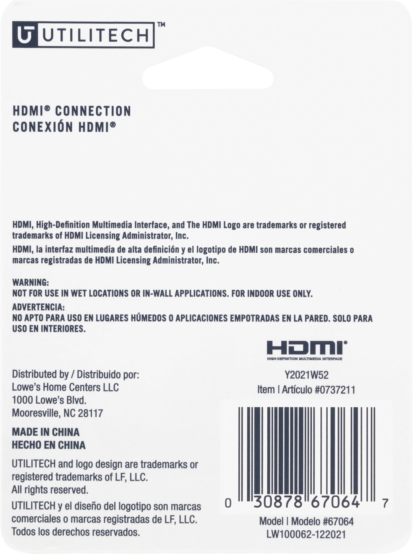 slide 6 of 6, Utilitech 4k HDMI to HDMI 0.1-ft Black, 1 ct