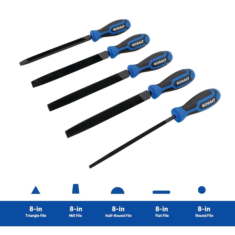 slide 2 of 6, Kobalt 8-in Single-cutDouble-cut Bastard Tooth Set Black oxide File, 1 ct