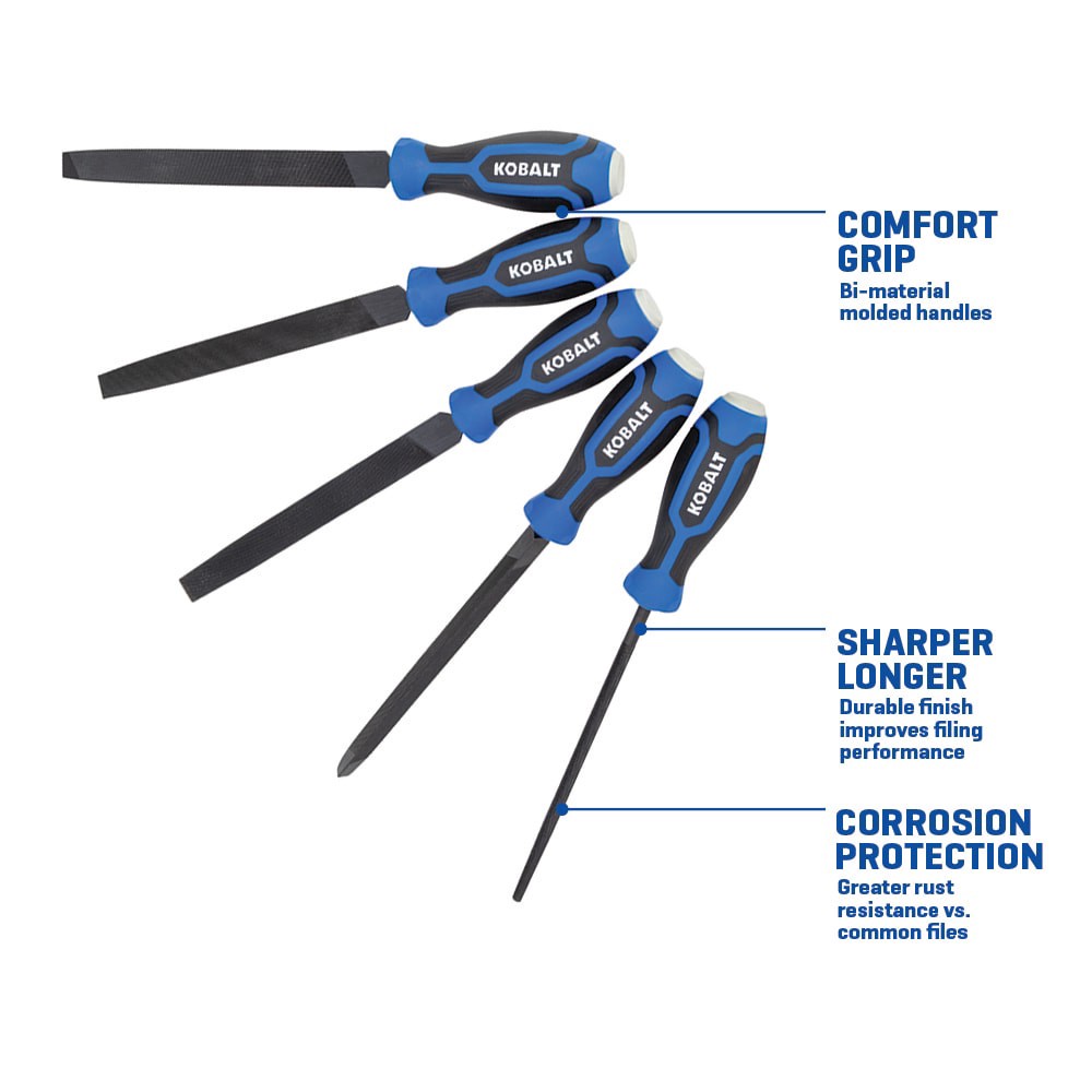 slide 3 of 6, Kobalt 8-in Single-cutDouble-cut Bastard Tooth Set Black oxide File, 1 ct