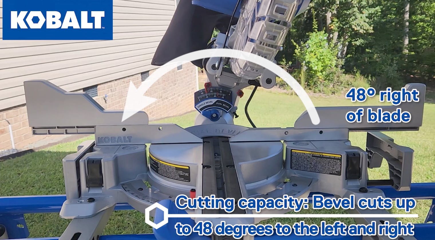 slide 5 of 6, Kobalt Compact 10-in 15-Amp Dual Bevel Sliding Compound Corded Miter Saw, 1 ct